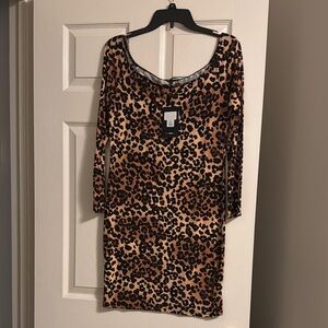 Off Shoulder Leopard Print Dress